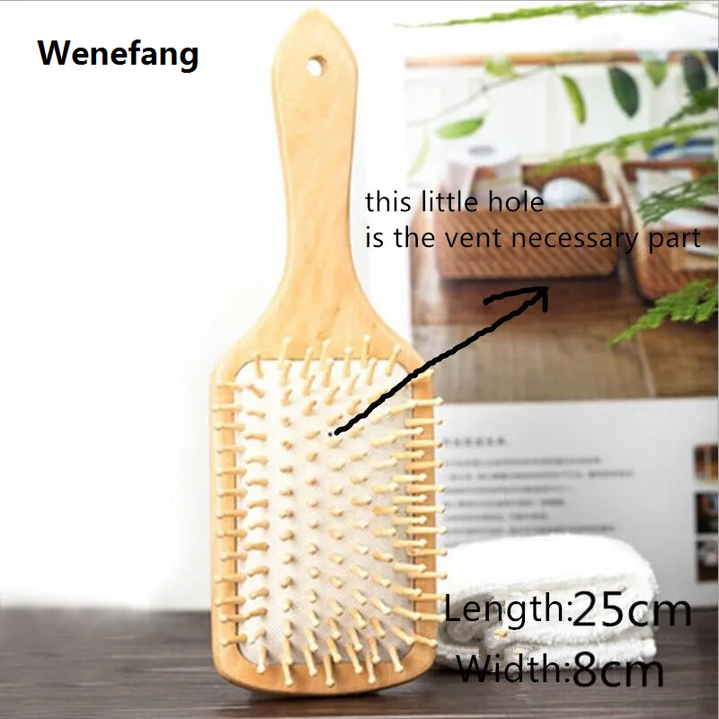 Wenefang Professional Wood Comb Hairbrush Comb Scalp Healthy Bamboo Comb Healthy Paddle Cushion Hair Kids Massage Brush Hair Car