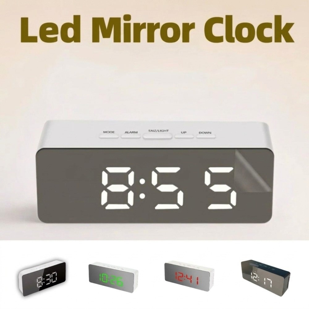Fashion Multi-Functional Digital Alarm Clock Night Light Smart LED Electronic Clock Large Clear Display Portable Mirror Clock Kids