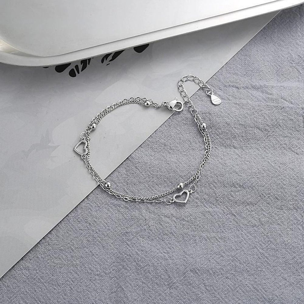 Delicate Personality Sweet Niche Design Hollow Heart Girl Gift Circle Women Double Layer Bracelet Fashion Jewelry Bracelet Hand Chain