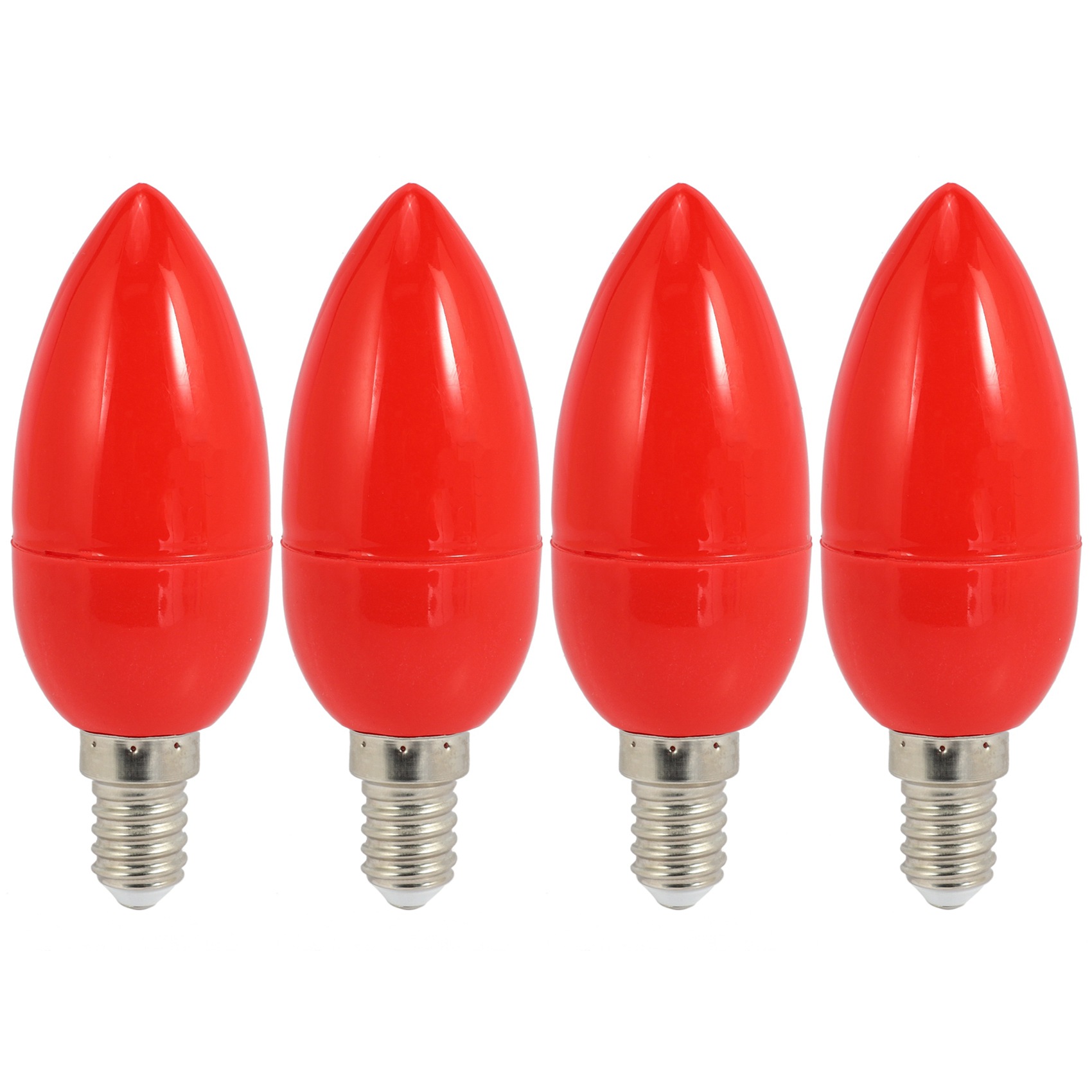 FORIDE 4X LED Candle Light Candle Light Bulbs Red Fortune Lamp God Lights Energy Saving Candle Lights,E14