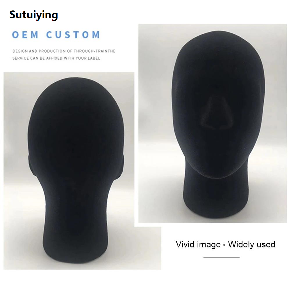 Sutuiying Foam Mannequin Head Dummy Male/Female Head Model Hat Wig Glasses Original Display Bracket Barber Shop Cloakroom Layout Prop