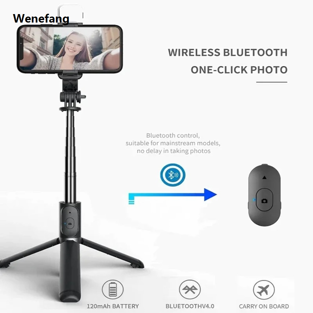 Wenefang Xiaomi Mijia 1045mm Wireless Bluetooth Selfie Stick with LED Fill Luxury Light Extended Tripod Base And Remote Shutter for Android iOS