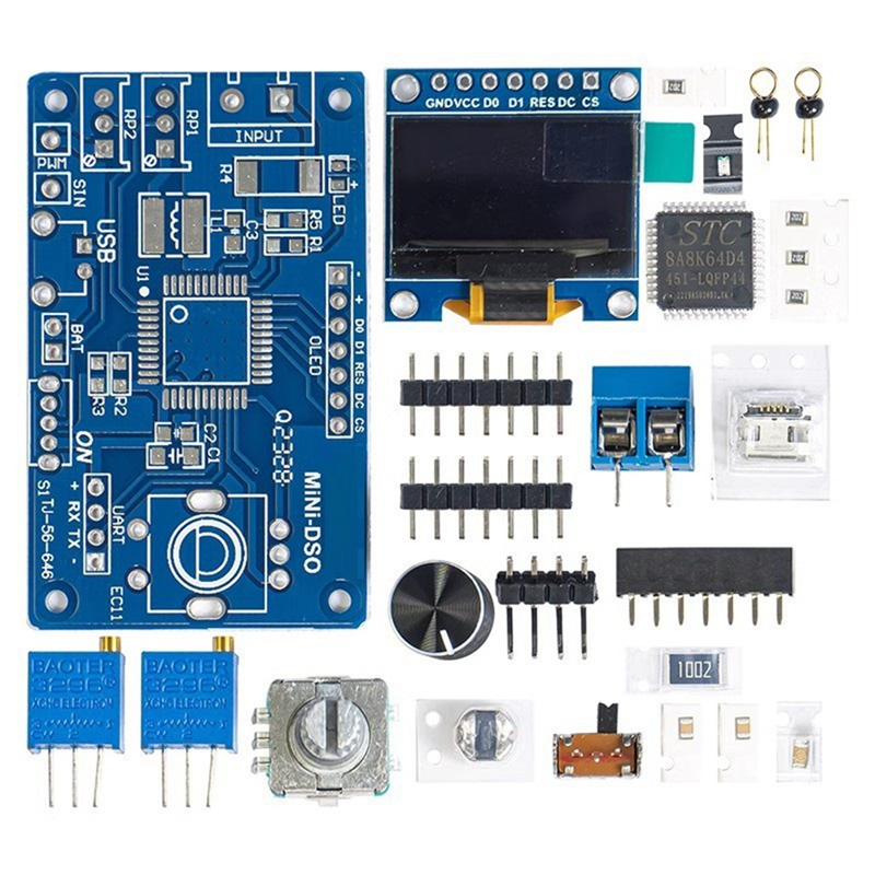 JAERBEE Mini DOS LCD Oscilloscope Kit STC8K8A Single Chip Microcomputer Electronic Soldering Practice Loose Parts Without Shell