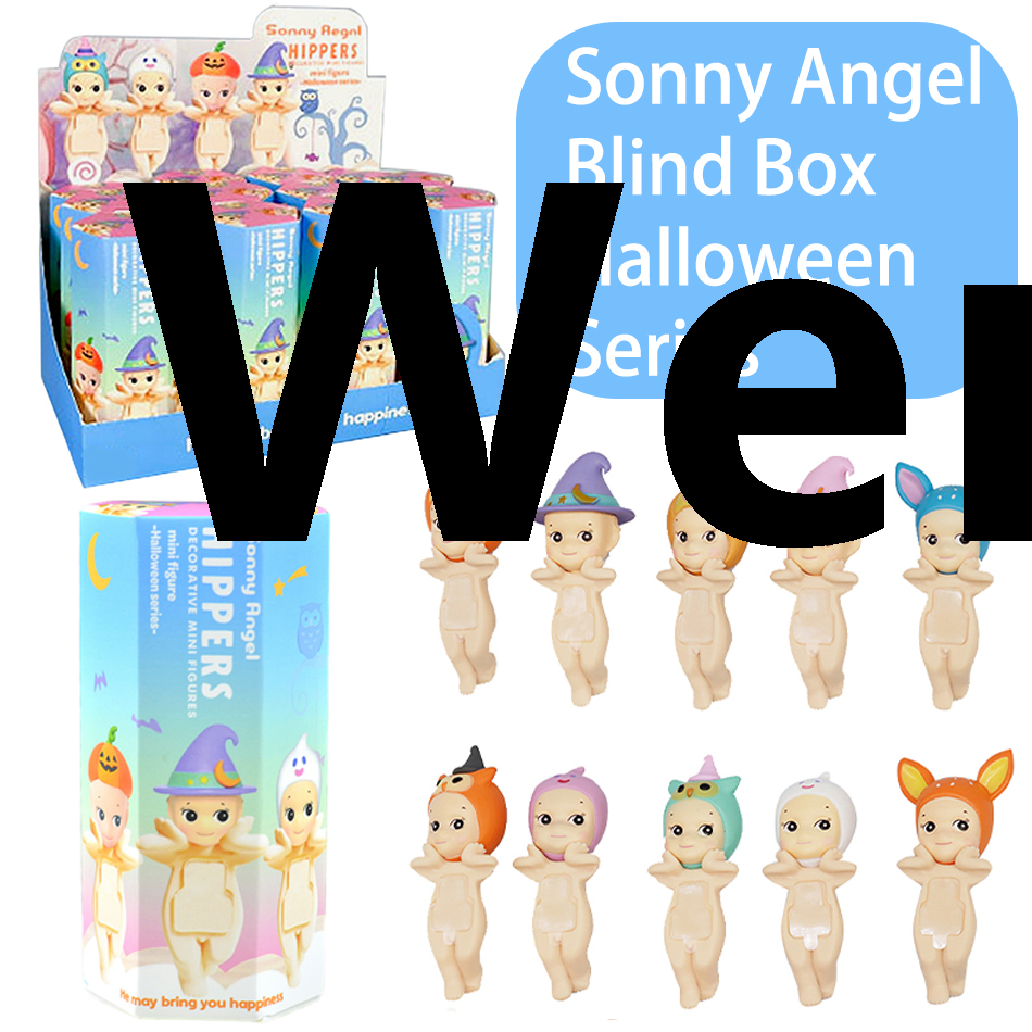 Wenefang Sonny Angel Hippers Blind Box Mystery Box Decorative Mini Figure Portable Halloween Series Dolls Fans Children Christmas Birthday Gifts
