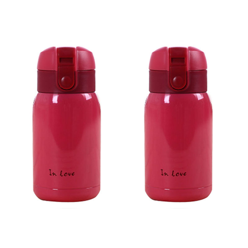 EITGZWAS 2X Mini Stainless Steel Big Belly Bottle(Rose Red)200Ml
