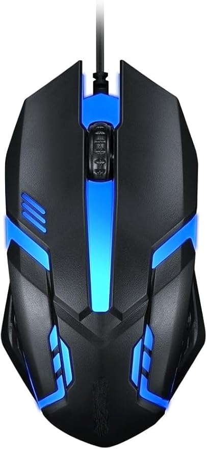 KM Technology S28 Wired Optical Mouse 1200DPI Gaming Mouse USB Gaming Mouse Ergonomic Mouse with Colorful Breathing Light - Black