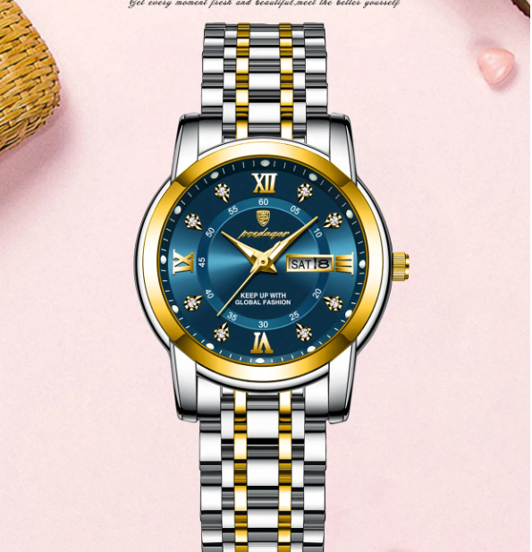 POEDAGAR Fashion Women's Watch New Waterproof Night Glow Double Calendar Watch for Girl