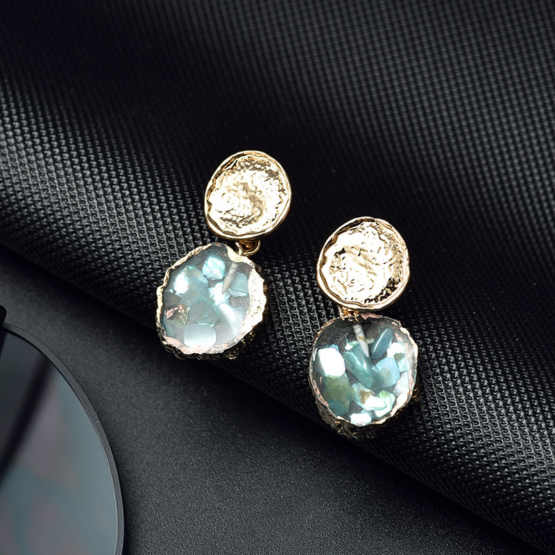 【Happy LifeStore】Fashion Round resin crystal stone charm Korean Drop Earrings For Wo Geometric Gold Earring Jewelry