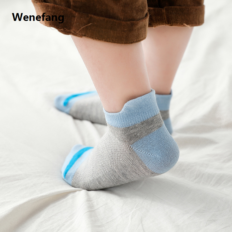 Wenefang 2024 New Fashion Spring Summer Children Socks Mesh Cotton Boys Socks Girls Socks 2-15 Year Kids Casual Boat Socks 5 Pairs/lot