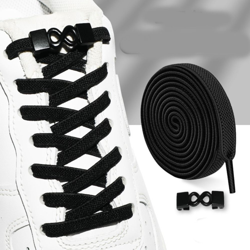 1pair NEW Tie-Free No Tie Shoelace Quick Fit Adjustable Elastic Shoelaces Metal Lock Lazy Shoes Lace Daily