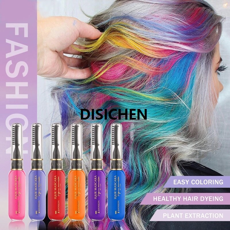 DISICHEN 13 Colors Disposable Hair Dye Washable Temporary Hair Coloured Mascara Blue Grey Purple Highlight Dyeing Hair Wax Hairstyling Portable