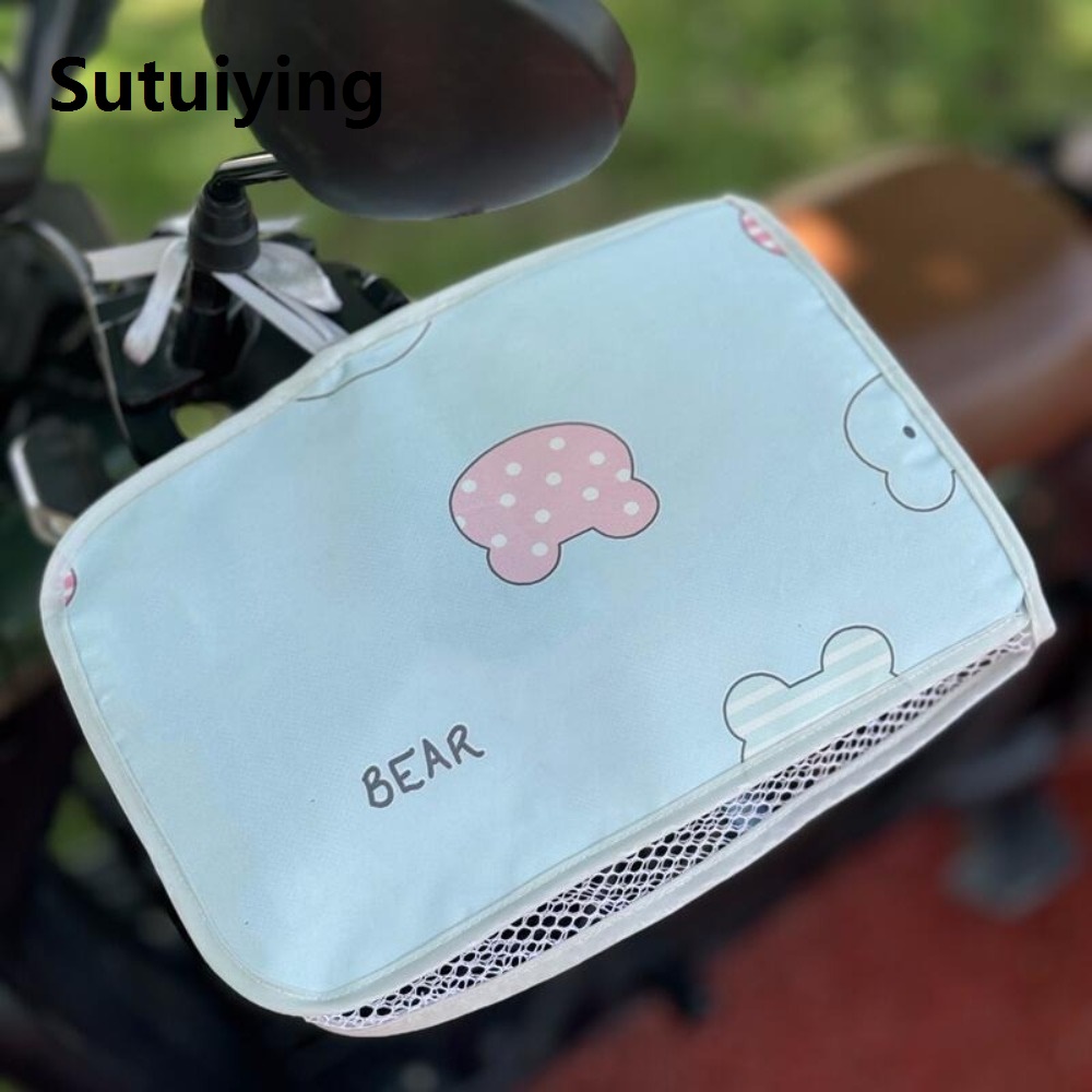 Sutuiying New Universal Electric Vehicle Sunscreen Gloves Breathable Waterproof Scooters Hand Guards Cute Bear Anti-Sun Motorcycle Handlebar Gloves Electric Vehicle