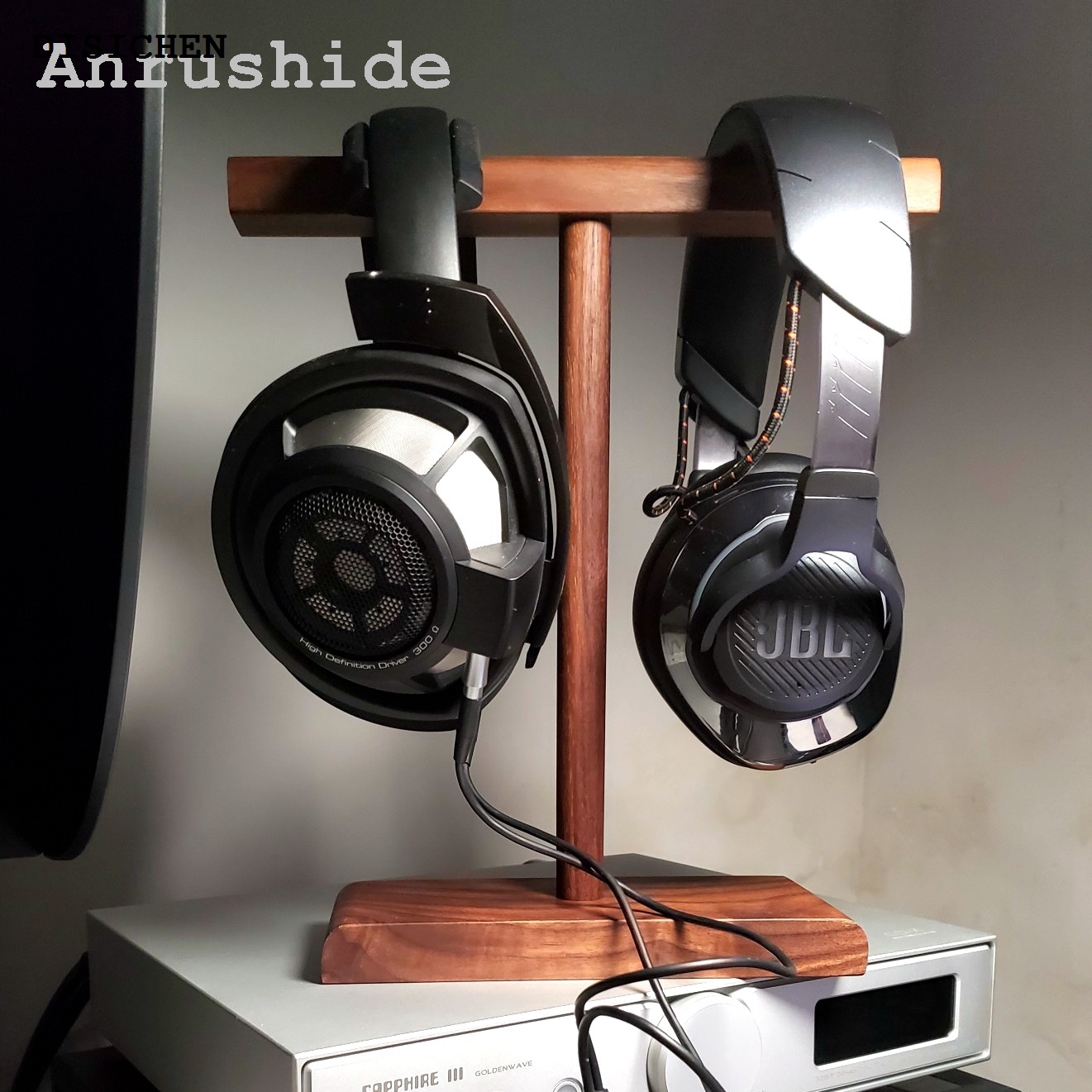 DISICHEN Luxury Anrushide Wooden Stand Holder for Headset Display Shelf Desk Hanger T Shape New Headphones Stands Storage Brackets Home Storage Organizer