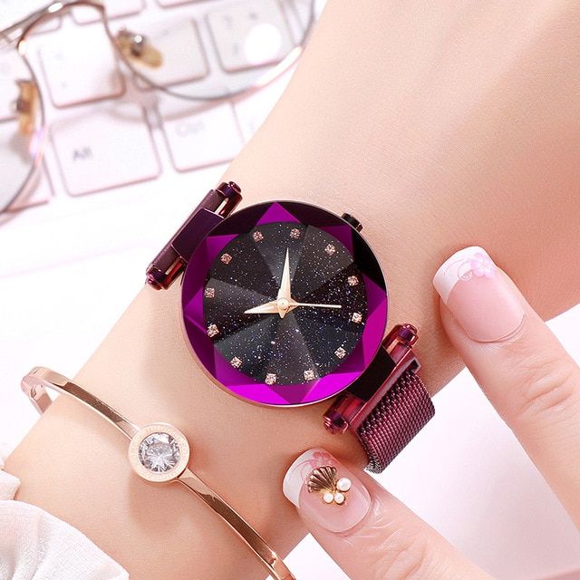 Luxury Women Watches Ladies Magnetic Starry Sky Clock Fashion Diamond Quartz Wristwatches