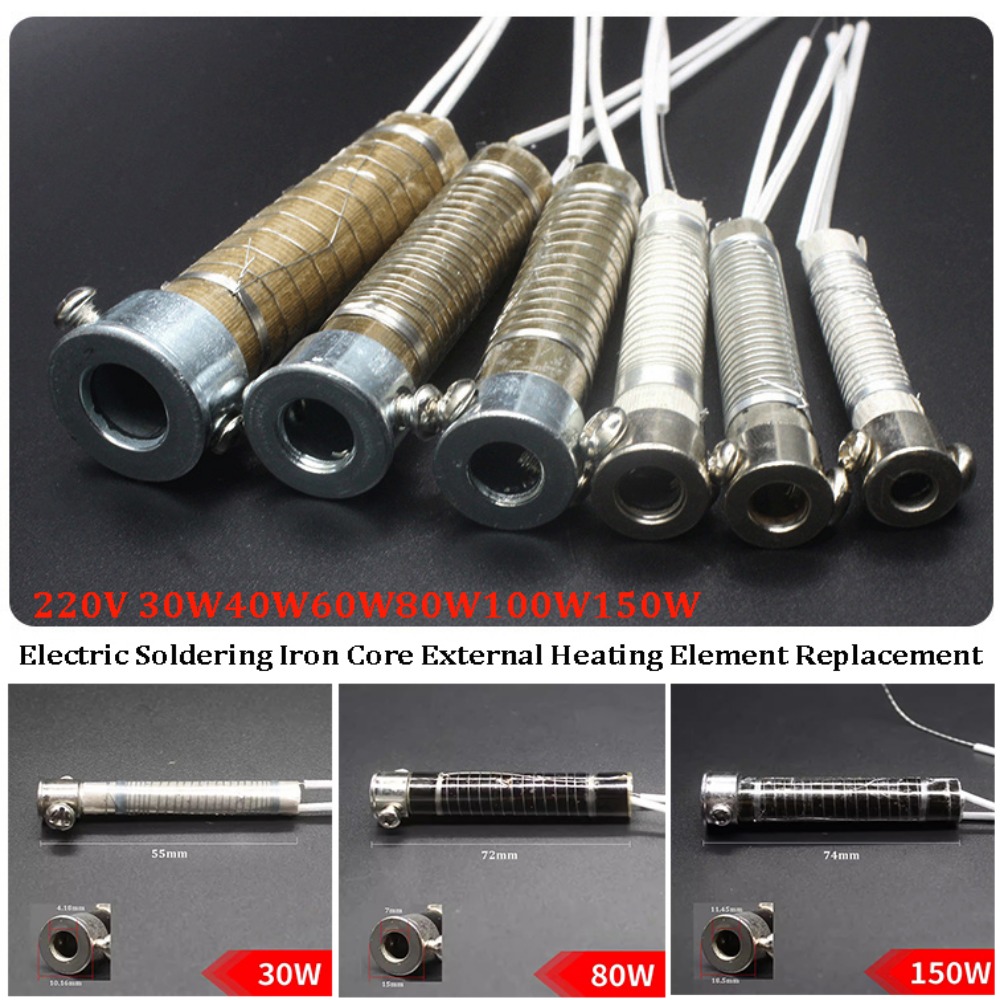 High Quality 220V Electric Soldering Iron Core 30W40W60W80W100W150W High Temperature Resistance Metalworking Accessory External Heating Element Replacement