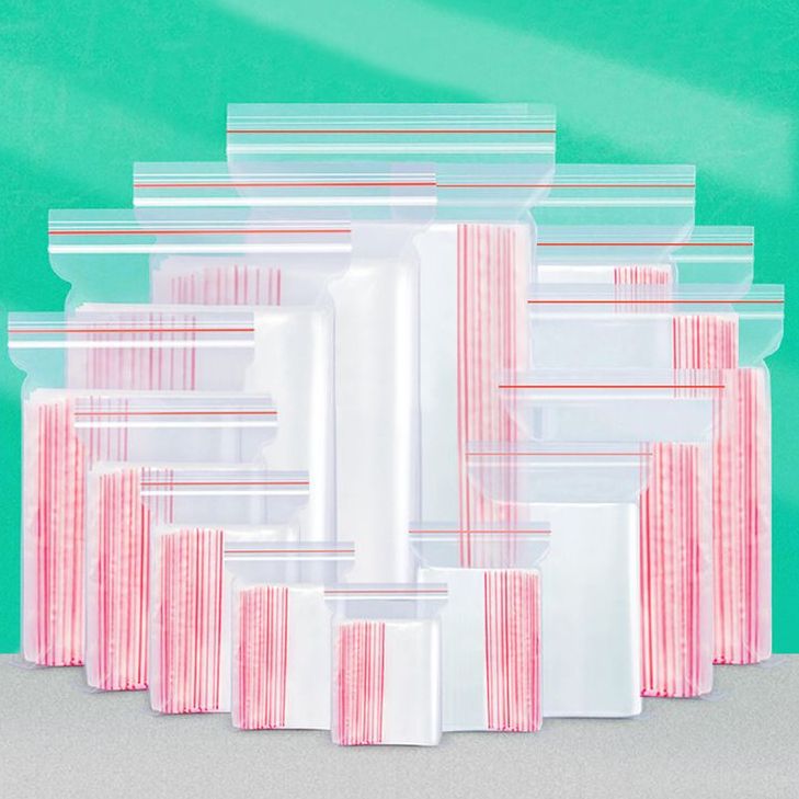 Zip Lock Bags Reusable Clear 50-Pack Plastic Bags Re-closable Poly Bag Plastic Jewelry Storage Pouches Components Self Sealing Packaging Grip Seal Bags