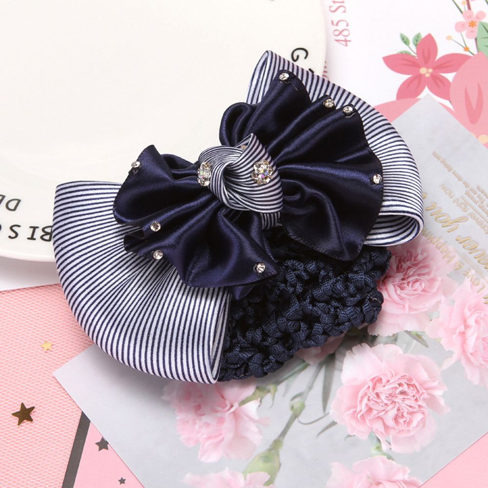 Simple Trendy Cloth Elegant Bow Headdress Syle Headwear Hairnet Mesh Snood Women Hairpin