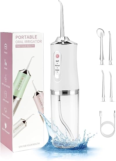SantuStore Premium Dental Floser | 3 Speed Level (Soft,Normal Pulse) | 220ML Portable Oral Irrigator | Cordless Dental Water Floser For Teeth Cleaning Teeth Whitening 3 Pressure Mode 4 Jet Tip IPX7 | Dental Floss | Dental Floser | Oral Irrigator