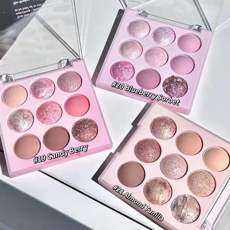 New models on sale Ice Cream Eyeshadow Palette Korean Eye Makeup Palette Long Lasting Glitter Rose Blush Purple Eye Shadows Korean Women Cosmetics
