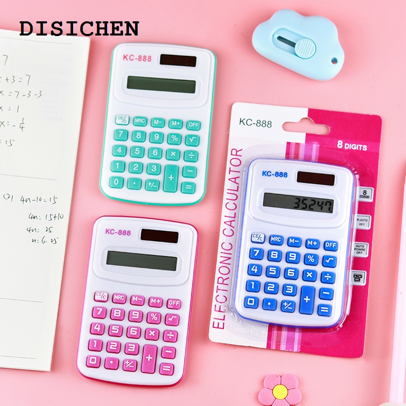 DISICHEN Profesional Mini Calculator Children's Portable Calculator Candy Color Design Cute 8 Digits LED Calculatrice Student Calculator