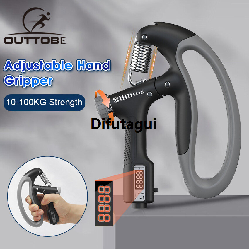 Difutagui Outtobe Hand Gripper 10-100KG Adjustable Hand Exerciser Grip Strength Trainer Automatic Counting Hand High Quality Spring Gripper Fingers Wrist Forearm Exerciser Workout Fitness Tool Home Gym Exercise Equipment