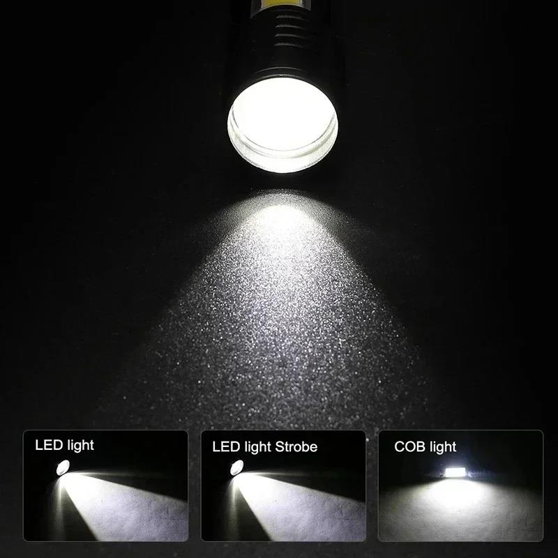 Luxury Portable Zoom LED Rechargeable Flashlight 3 Lighting Modes Long Range Camping Light Mini Torch Waterproof Built In Battery