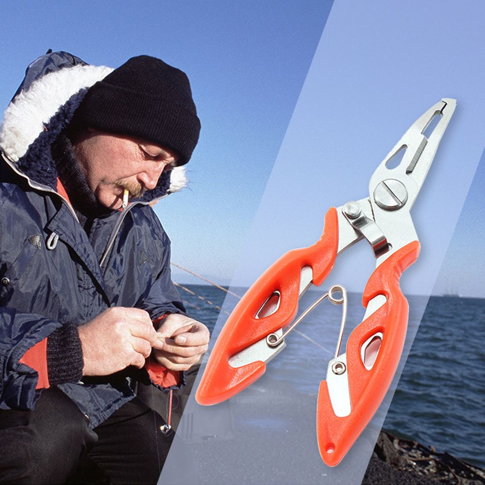HOT Plastic Handle Multi-function Fishing Pliers Bait Line Cutter Stainless Steel Scissor Hook Removers
