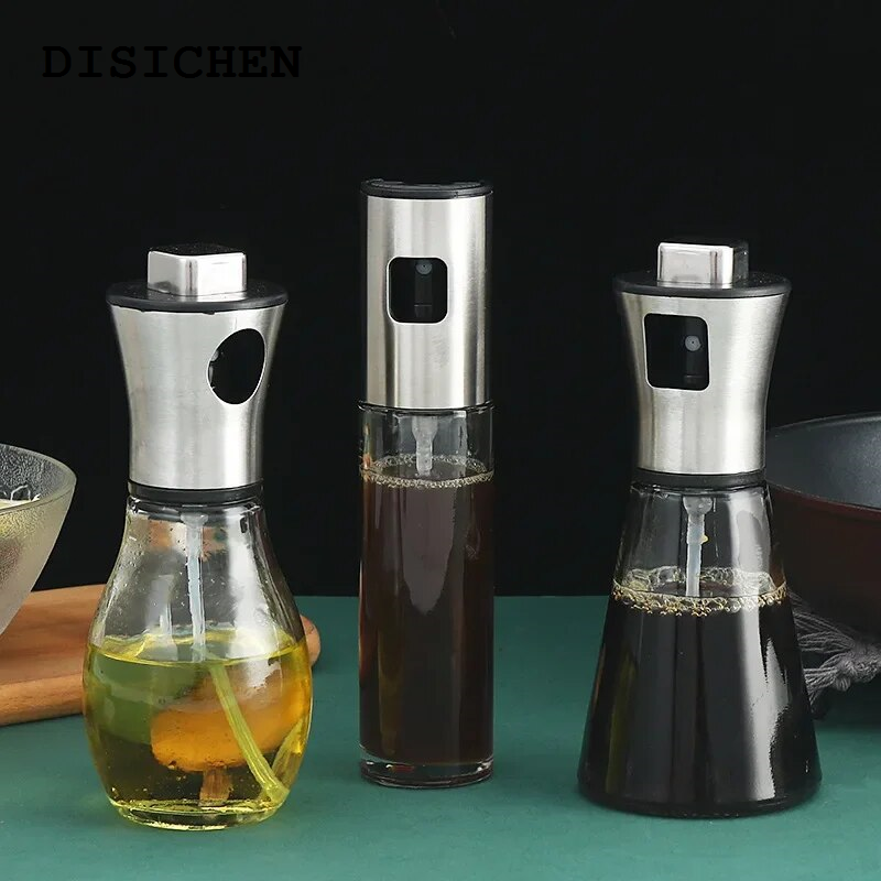 DISICHEN New style 200ml Oil Spray Bottle Stainless steel Kitchen Cooking Olive Oil Dispenser Camping BBQ Vinegar Soy Sauce Sprayer Containers
