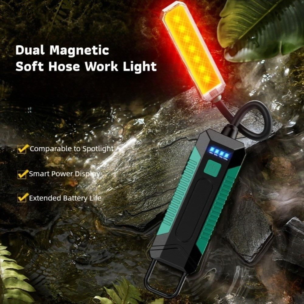 Portable Waterproof Work Light Rechargeable Ultra Bright Magnet LED Flashlight Strong Magnetic Red Flashing Warning Outdoor Charging Lighting Ourdoor