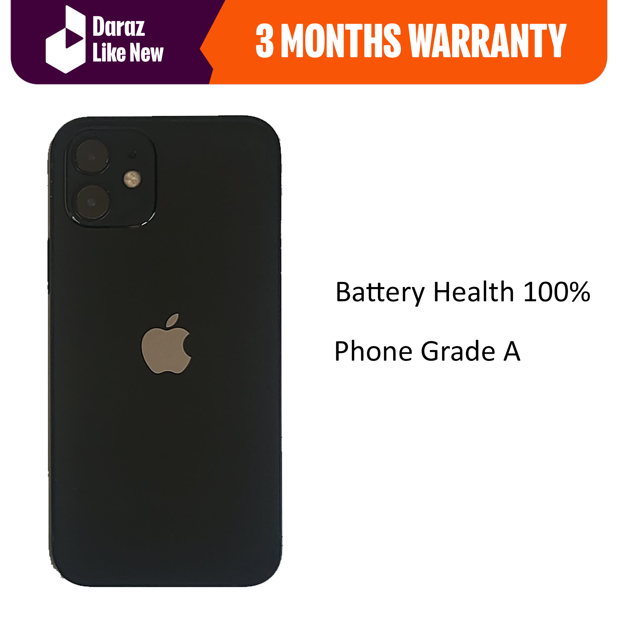 ( Renewed ) Apple iPhone 12 - 64 GB Midnight - NTA / MDMS Approved
