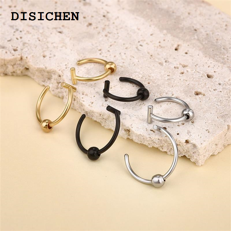 DISICHEN Special 1Pcs Women/Men Lip Ring Piercing Stainless Steel Nose Rings Septum Piercing Clip on Mouth Non Piercing Punk Earring