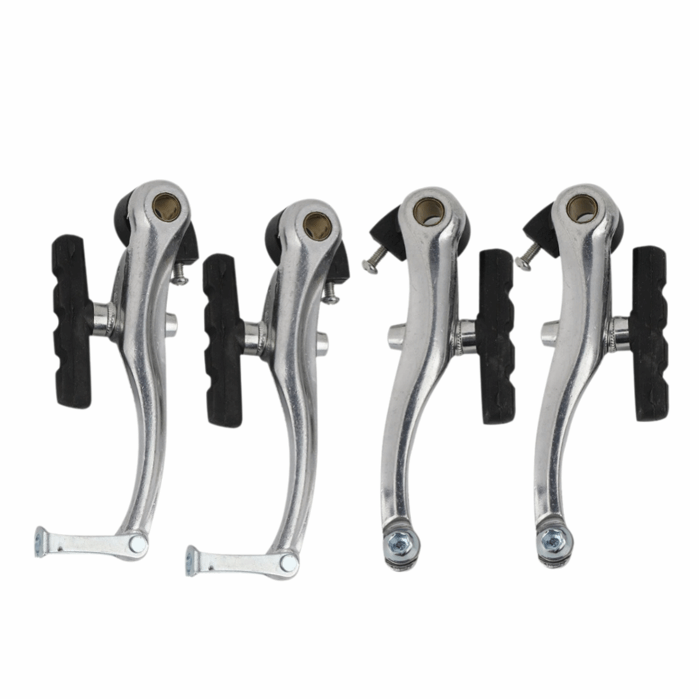 1 Pair  Durable Aluminium Alloy V Brake Set Easy to Install Adjustable Clamp Bicycle Brake Set Silver Brake Lever Kit Bike Maintenance