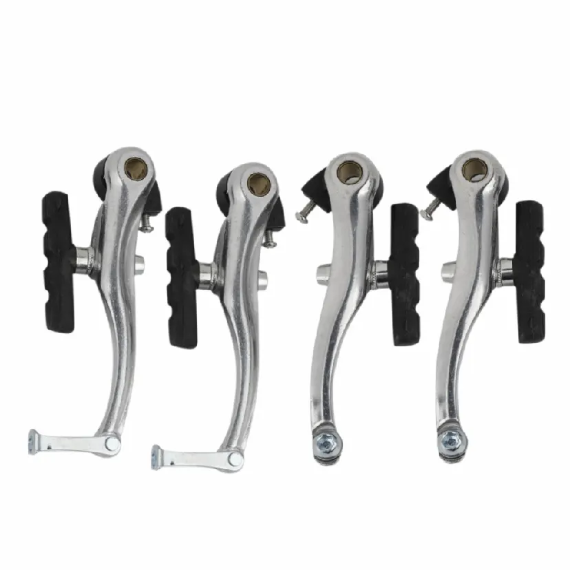 1 Pair  Durable Aluminium Alloy V Brake Set Easy to Install Adjustable Clamp Bicycle Brake Set Silver Brake Lever Kit Bike Maintenance