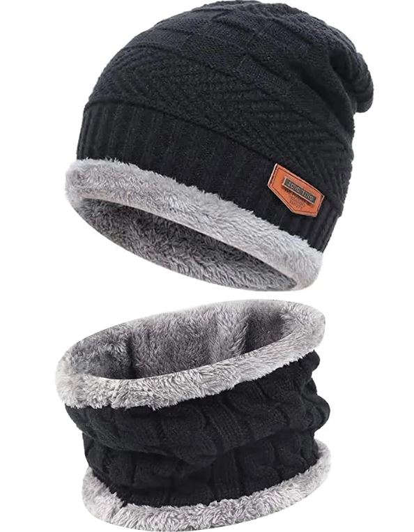 Pack of 2pcs Chinese Cap and Muffler Set with inside Furr For Unisex , Multicolor
