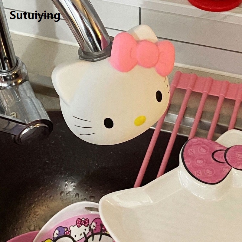 Sutuiying Sanrio Hello Kitty Cartoon Cute Faucet Filter Water Purifier Splash Original Proof Kitchen Bathroom Shower Faucet Extender Decorative Gif
