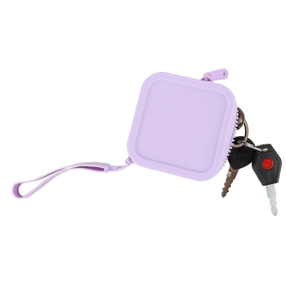 Cute Solid Color Silicone Square Coin Purse Mini Waterproof Small Item Bag Portable Earphone Storage Bag Men