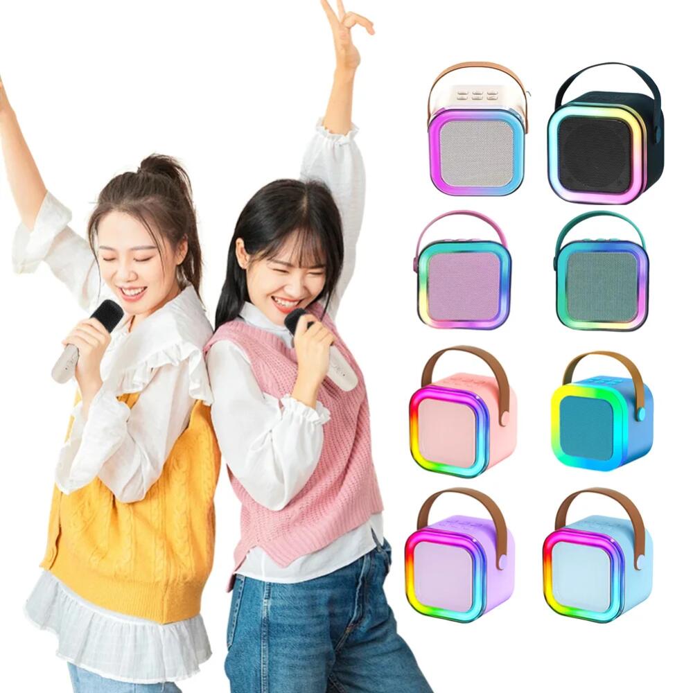 K12 Wireless Microphone Karaoke Machine Bluetooth Speaker KTV HIFI Stereo Sound RGB Colorful LED Lights For Outdoor Home Party