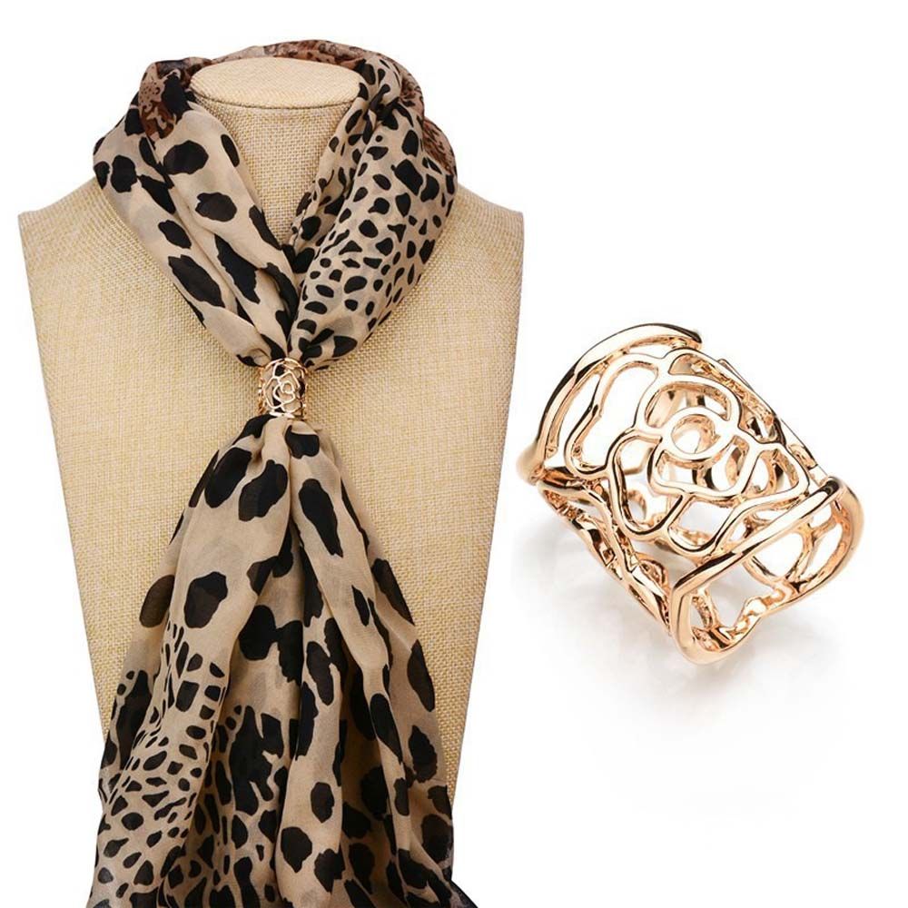 Fashion Rose Flower Lady Round Hollow Out Brooch Scarf Buckle Corsage Fashion Jewelry