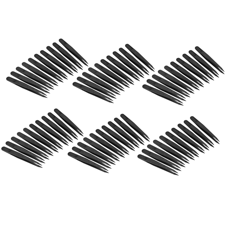 ZOROOM 60 Pcs Black Plastic Tip Anti Static Tweezer 12cm Length