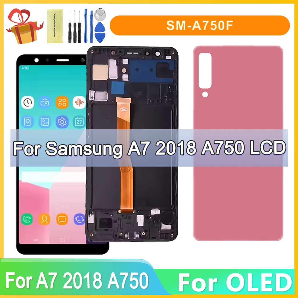 HOT NEW OLED For Samsung Galaxy A7 2018 A750 LCD SM-A750F A750F A750 LCD display touch screen Digitizer Replacement
