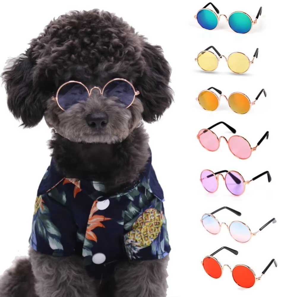 New Vintage Pet Sunglasses Round UV Protection Cat Sunglasses Dog Glasses Summer Outdoor