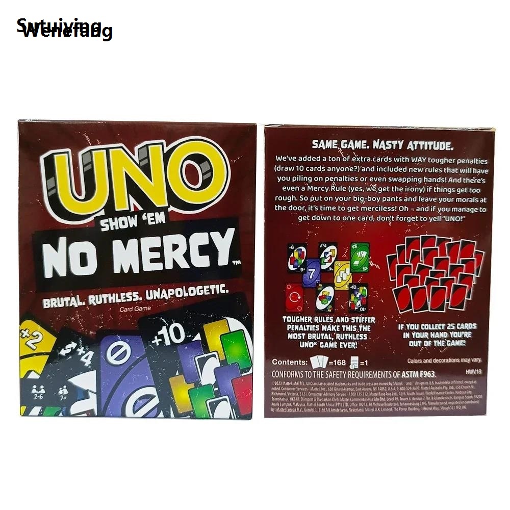 Wenefang Sutuiying 2025Hot Uno No mercy Game Board Games UNO Cards Table Family Party Fifty percent discount Fashion Entertainment UNO Games Card Toys Children Birthday Christmas