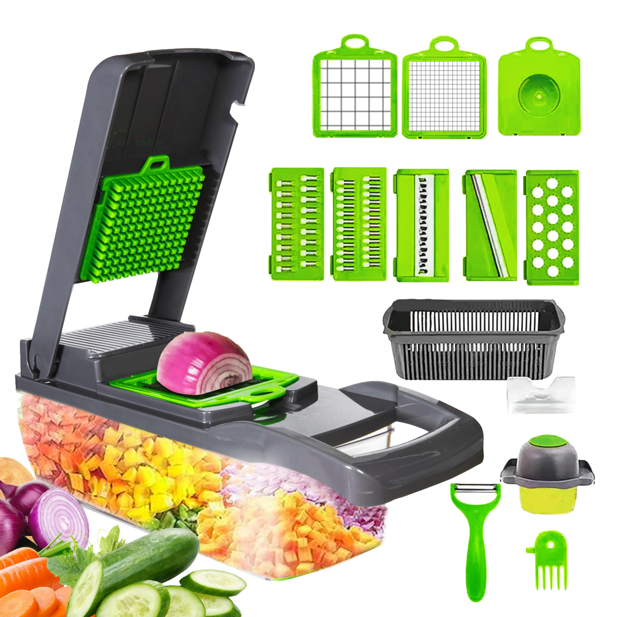 Multifunctional Vegetable Slicer 14 In 1 - Chopper, Shredder & Dicer