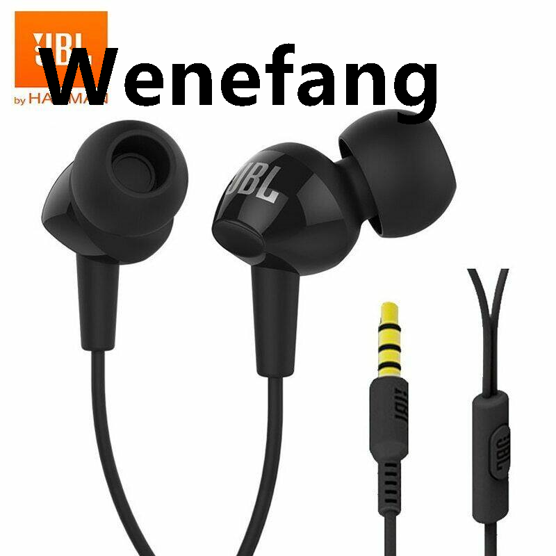 Wenefang JBL C100Si Original 3.5mm Jack Wired In-ear Stereo Earphone With Harman Pure Bass Sound Music Sports Gaming Headset With Mic Handsfree For ios iPhone and Android Huawei/Xiaomi/oppo/vivo/Samsung