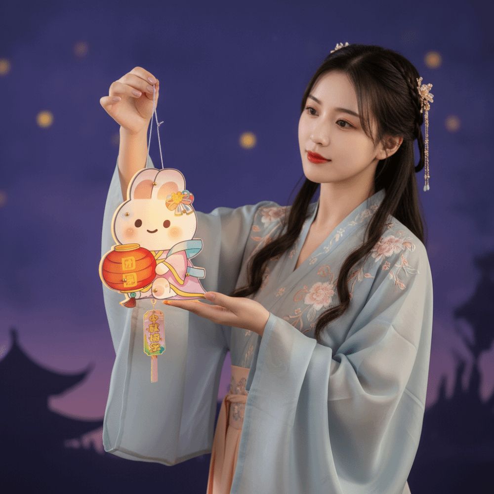 Handmade Craft Kit LED Glow DIY Paper Lantern Battery Portable Glowing Rabbit Light Cute DIY Mini Size Chinese Flower Lamp Party