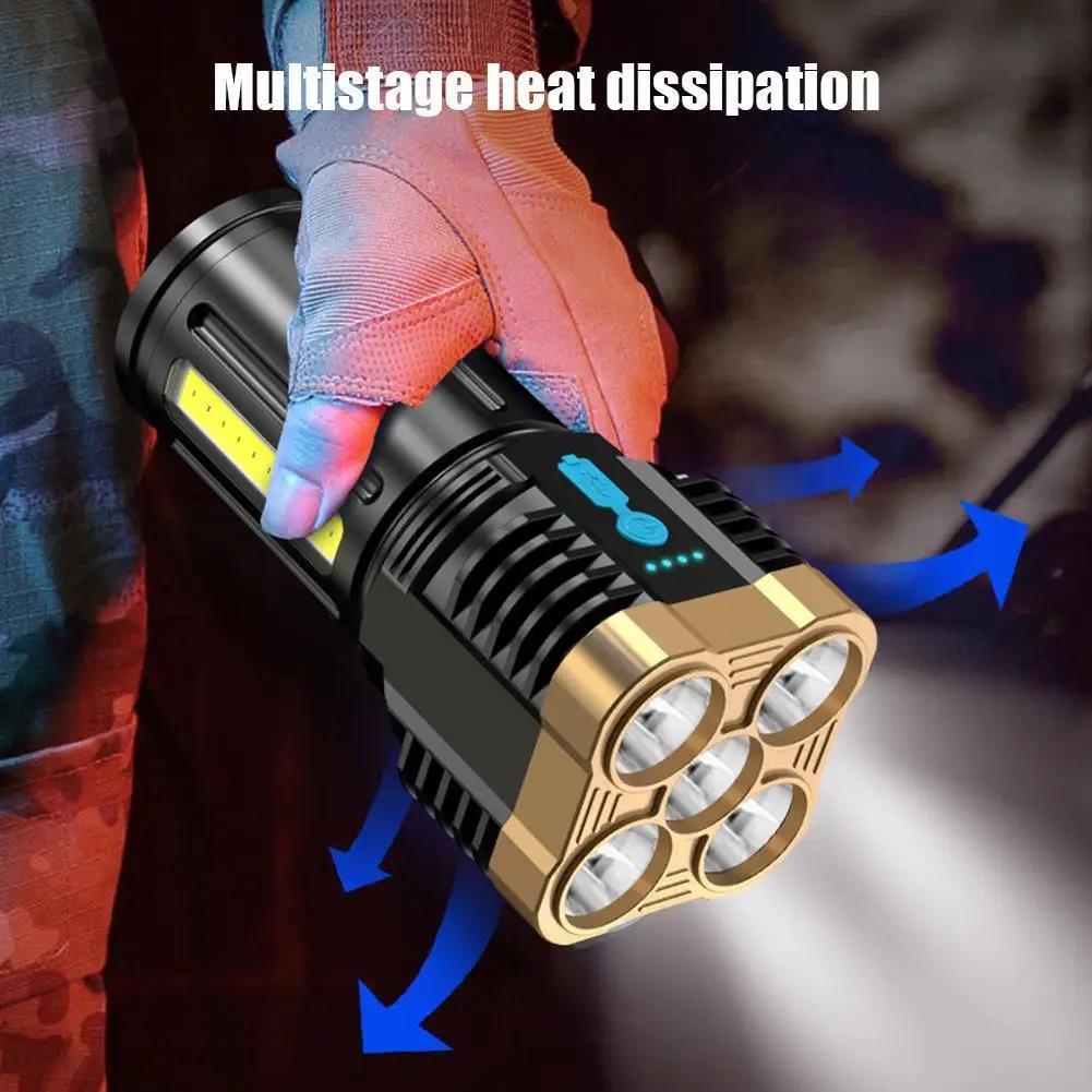 New style Quad-Core Bright LED Flashlight Strong Light Rechargeable Super Bright Small Special Forces Outdoor Multi-Functional Spotlight