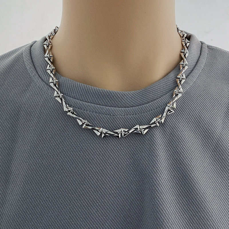 【Mega Steel Necklace for Boys American Style Trendy Men's Light Luxury Simple Self-discipline Hip-hop Cold Style Stitching Bracelet for