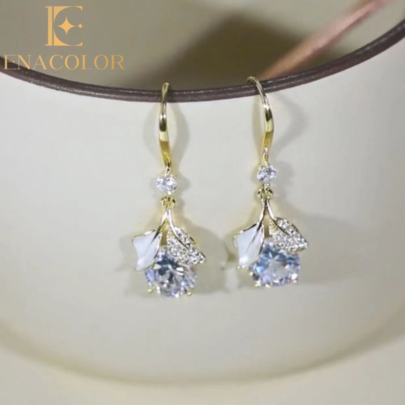 Enacolor Elegant Women Enamel Ginkgo Biloba Leaf Earrings for Girls Exquisite Earings for Women Girl Ins New