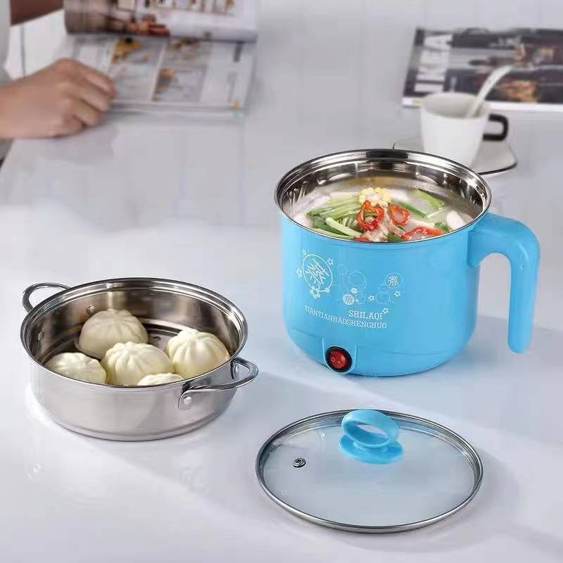 Multifunctional Electric Rice Cooker & Hot Pot - Mini Non-Stick Cooker for 1-2 Person Meals, with Steamer and Momo Maker