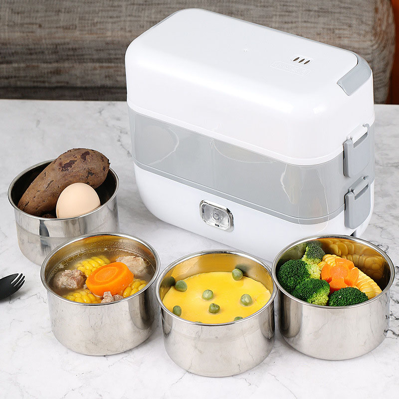 Portable Electric Lunch Box Heater - Stainless Steel Self Heating Bento Box, Food Warmer for Home, Office, Car, and Travel